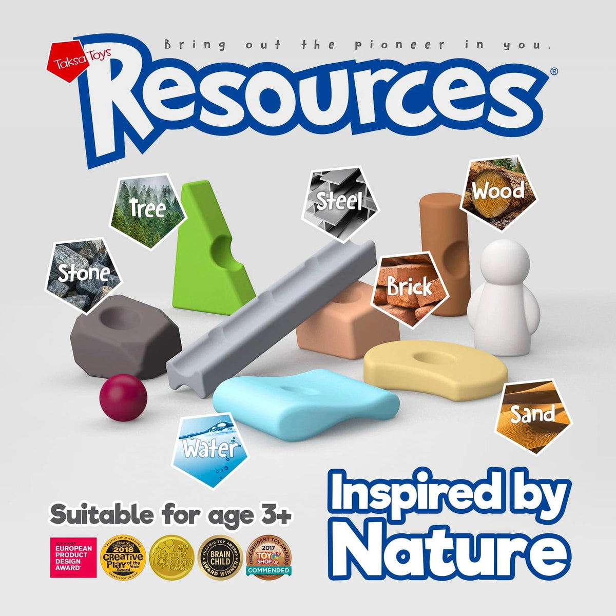 Taksa Toys Nature-Inspired Unique Reggio Emilia Learning Medium, Multicolored