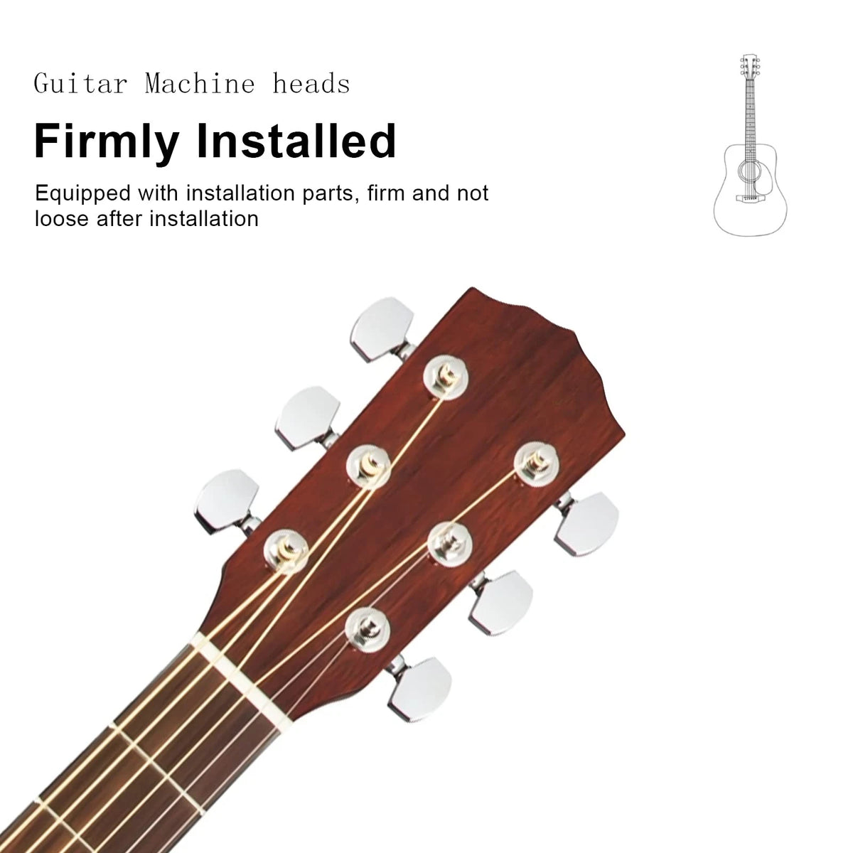 SAPHUE 3+3 Semi-closed Guitar Tuners Square 3L3R Semi-Closed 15:1, Chrome