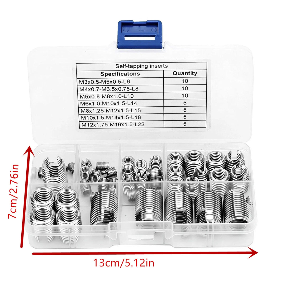 50PCS Stainless Steel Self-Tapping Thread Inserts M3-M16 For Damaged Threads