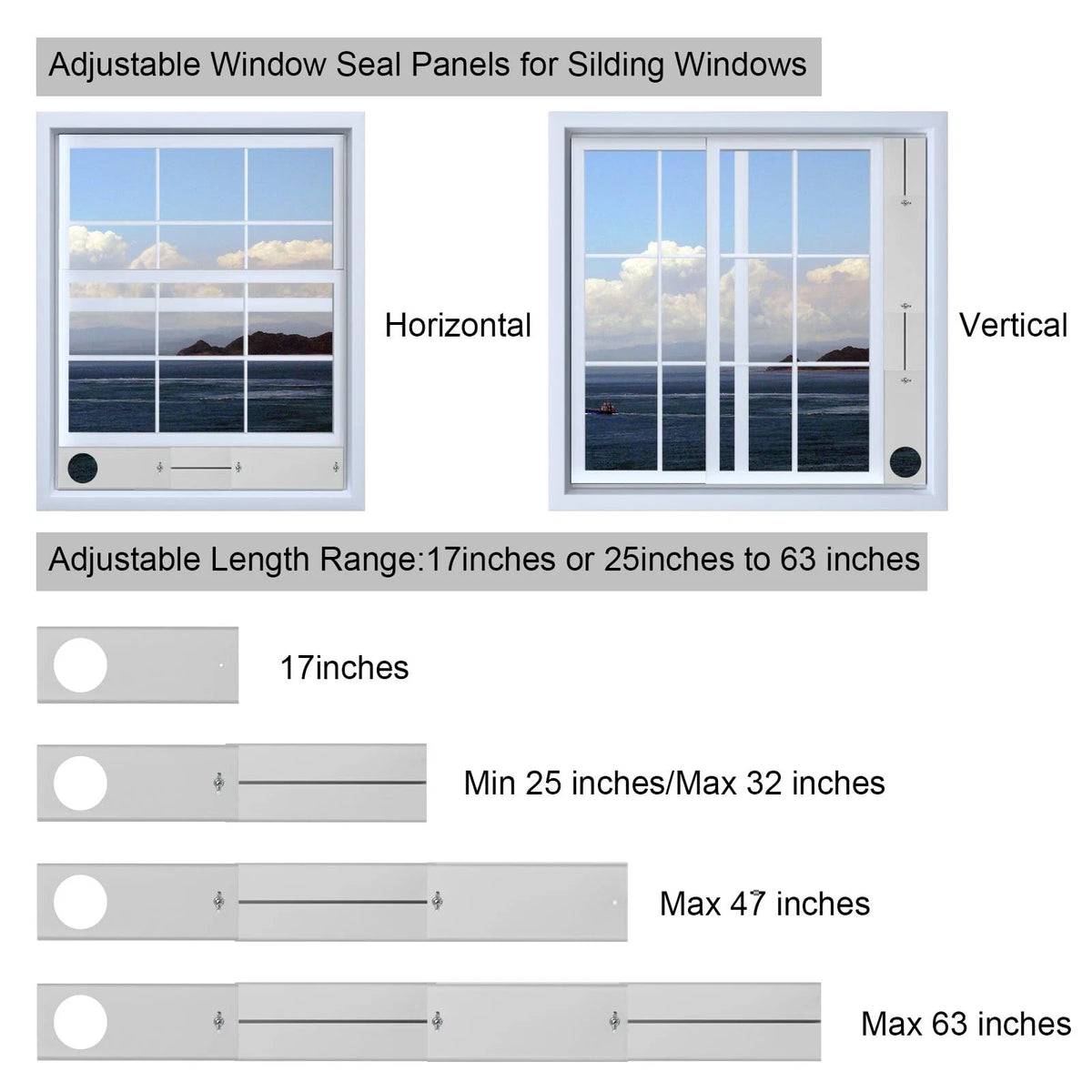 Dryer Vent Window Kit, Kit for Max 63" Grey