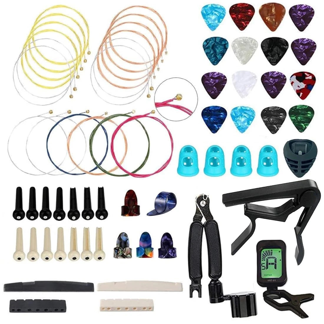NERECNDENS 66PCS Guitar Accessories Kit, Acoustic Changing Tool, Gold