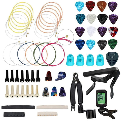 NERECNDENS 66PCS Guitar Accessories Kit, Acoustic Changing Tool, Gold