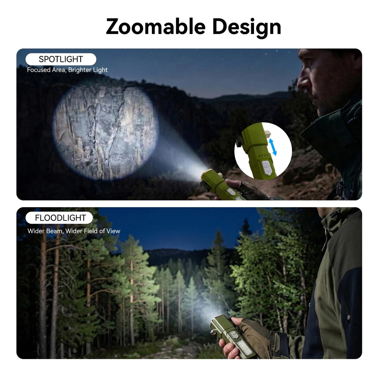 Emergency Car Flashlight with 6 Lighting Modes, Flashlights Green-1PC
