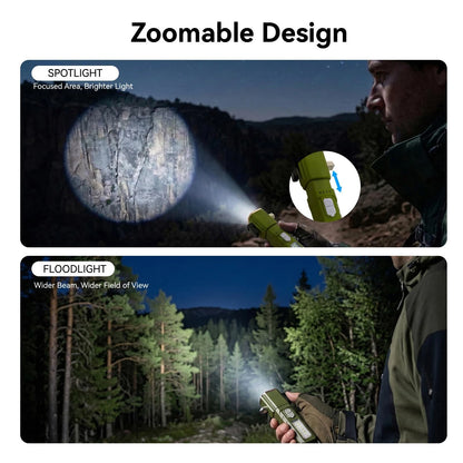 Emergency Car Flashlight with 6 Lighting Modes, Flashlights Green-1PC