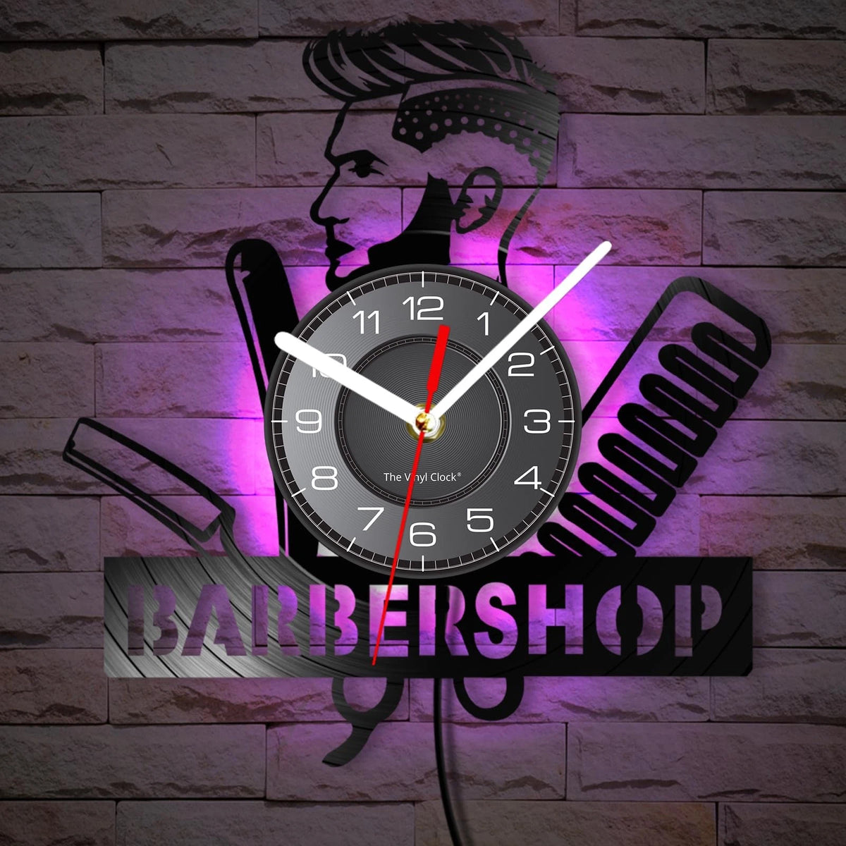 Timethink 12 Inch Barber Shop LED Wall Clock with 7 Colors Large, With Led