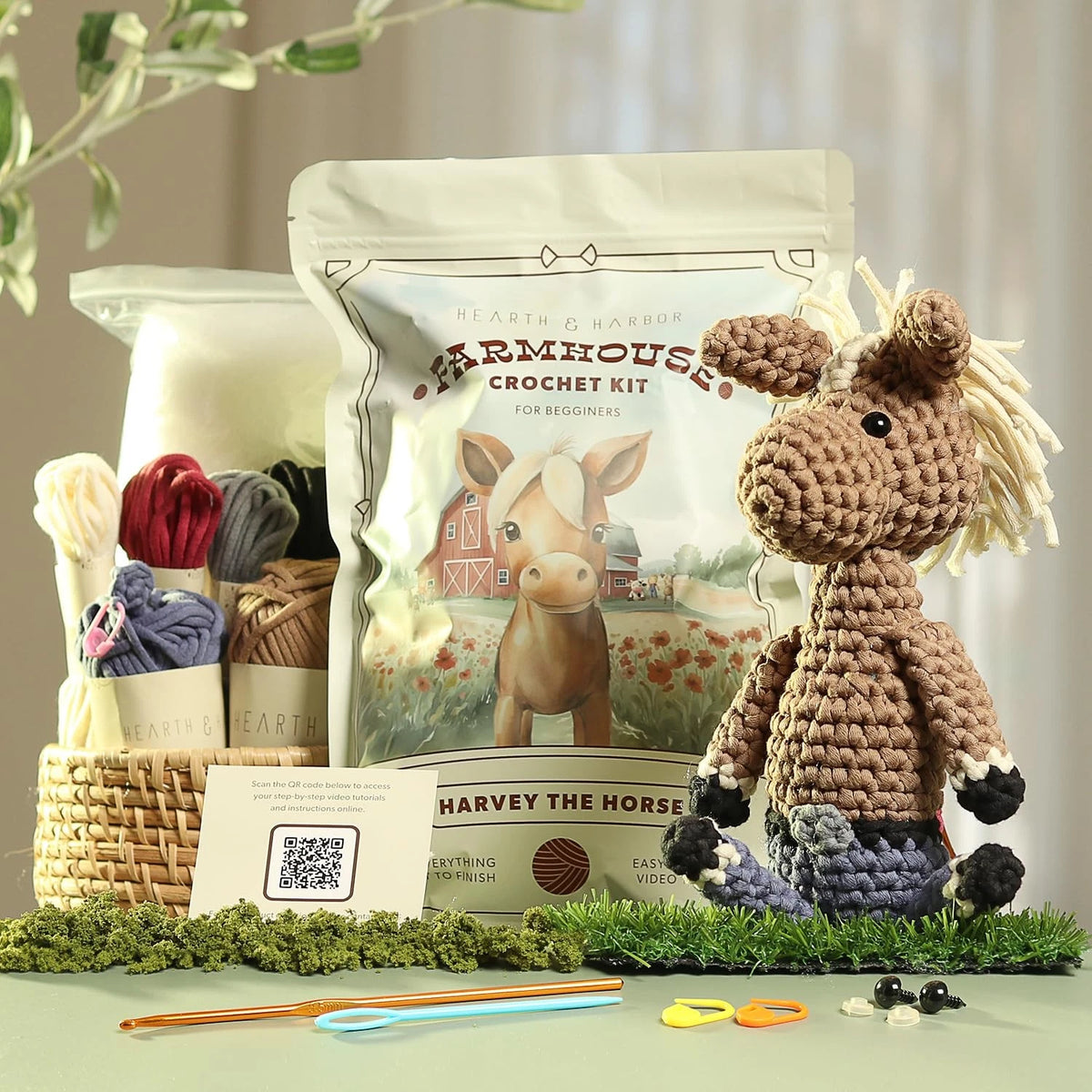 Amigurumi Crochet Kit for Beginners Adults and Kids, Small, Harvey the Horse