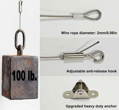 4 Sets Adjustable Hanging Wire Kit, Stainless 80in-4sets, Steel