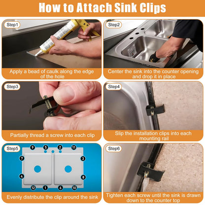 Dreyoo 14 Pack Sink Clips Kit, Undermount Compatible with Gold