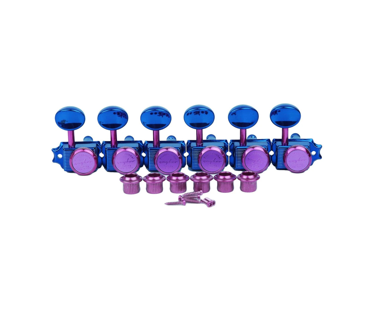 Guyker 6 Inline Vintage Guitar Standard 6-string guitar size, blue + pink