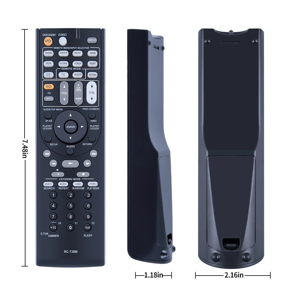 RC-738M Remote Control For Onkyo AV Receiver HT-RC160 HT-S7200 TX-SR607