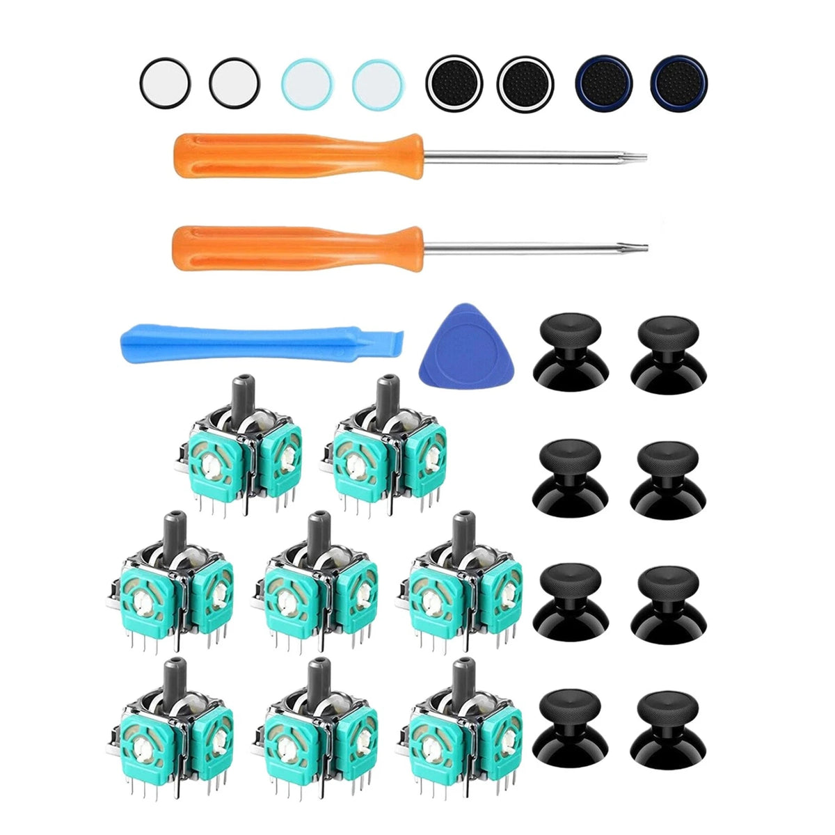 8x Analog Stick Set for Xbox One Controller Repair with Thumbstick Caps & Tools