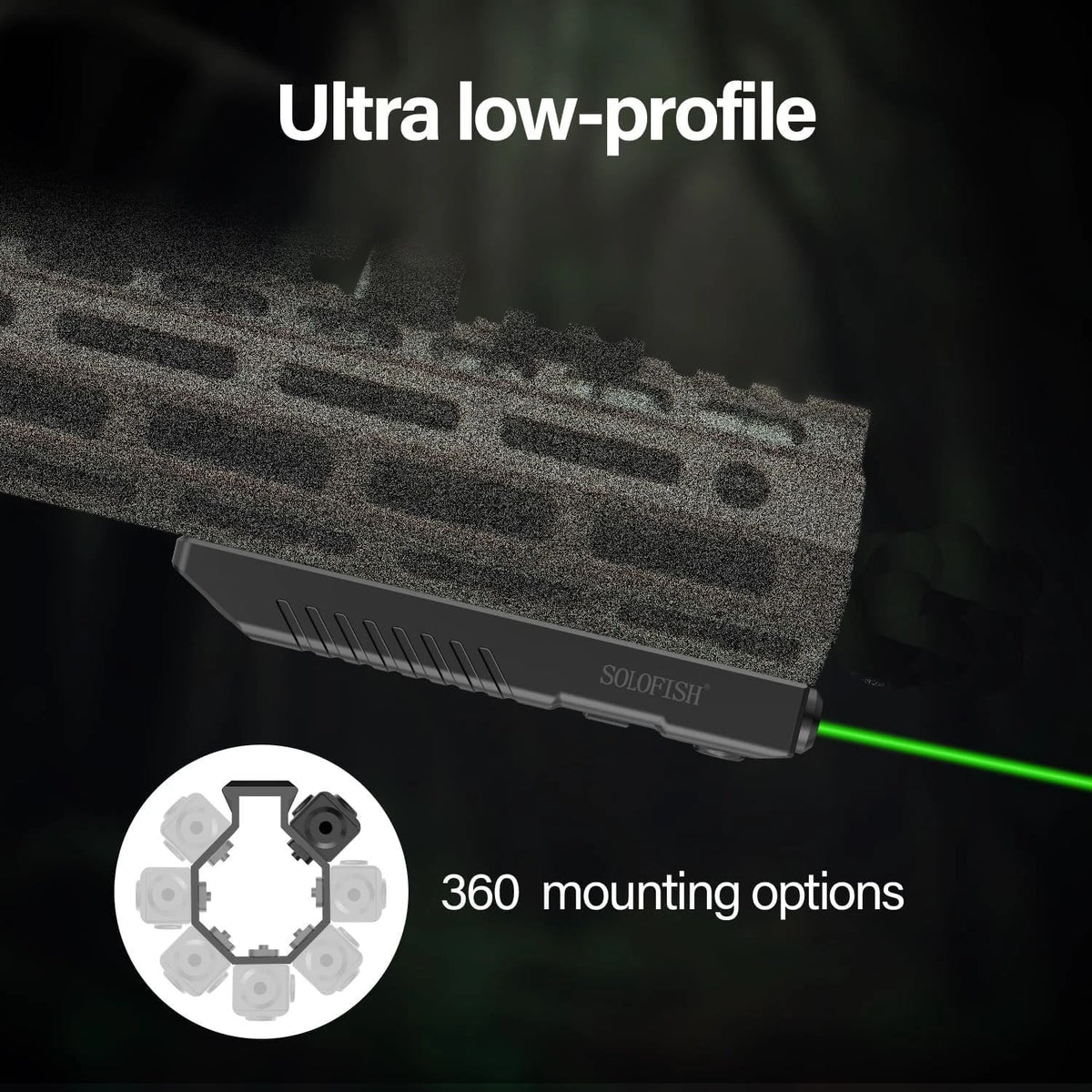 SOLOFISH Green Laser Sight Compatible with Polymer- Mlok, Mlok
