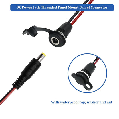 Seamaka 6pack 5.5 x 2.1 mm DC Power Jack Socket and Female Threaded Black