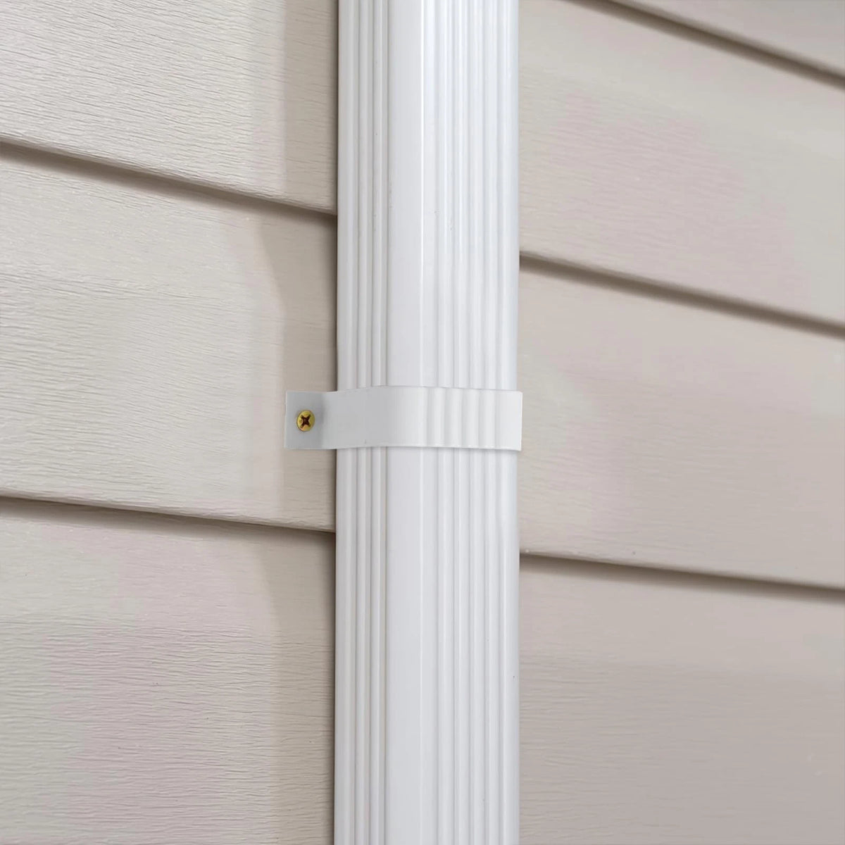 Gutter Downspout Straps - 2x3, White (2 Pack) With Brackets white