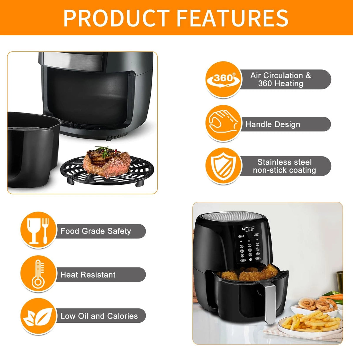 GCQFZ Air Fryer Replacement Parts for Grill Pan Gourmia 5QT