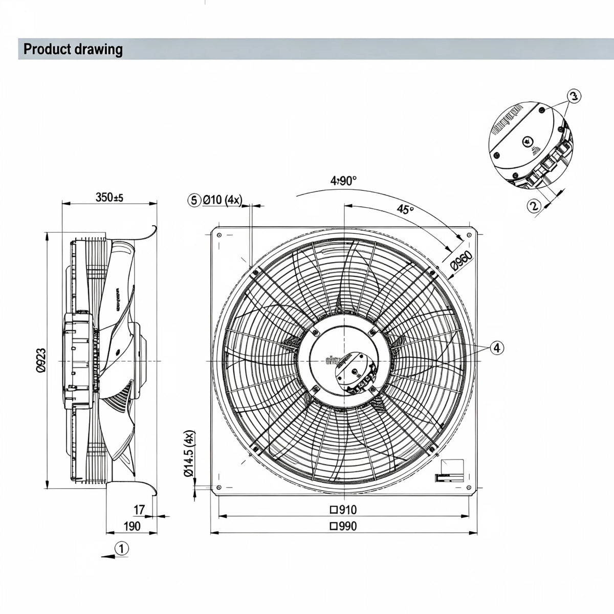 W3G800-LV05-03 F01 for ebmpapst EC 400VAC 5.3A 3500W Industrial Cooling Fan