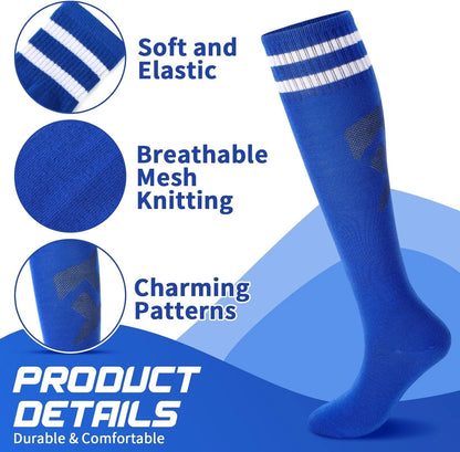 Syhood Soccer Shin Guards and Socks for Toddler Kids Youth, M Size, Blue