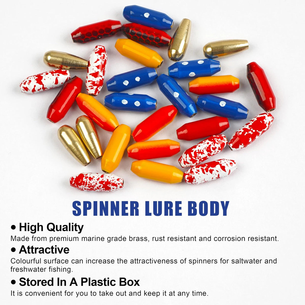 Fishing Spinner Lure Bodies 0.22*0.63 inches to 0.2*0.5", 5 different colors