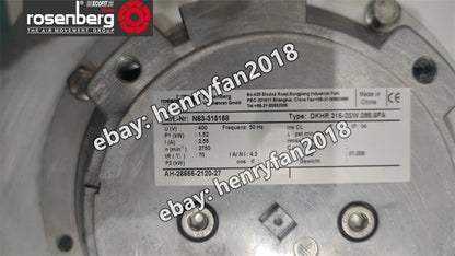Rosenberg Fan DKHR315-2SW.098.6FA 400VAC 2.55A 1.52KW Centrifugal Cooling Fan