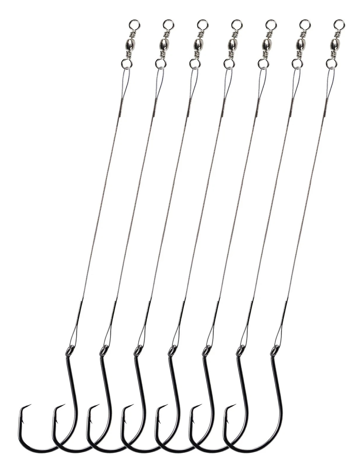 YVUDW Circle Hook with Steel Wire Leaders for Fishing Small, 1/0, 30 Pcs