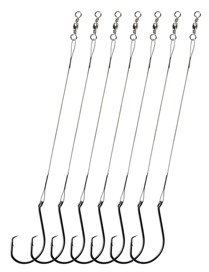 YVUDW Circle Hook with Steel Wire Leaders for Fishing Small, 1/0, 30 Pcs