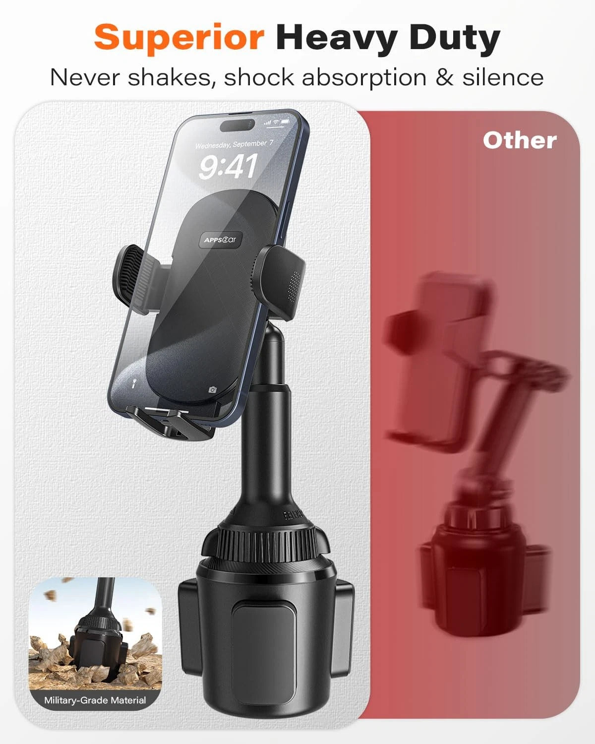 APPS2Car Universal Car Cup Phone Holder | Quick Extension Long Arm | Black