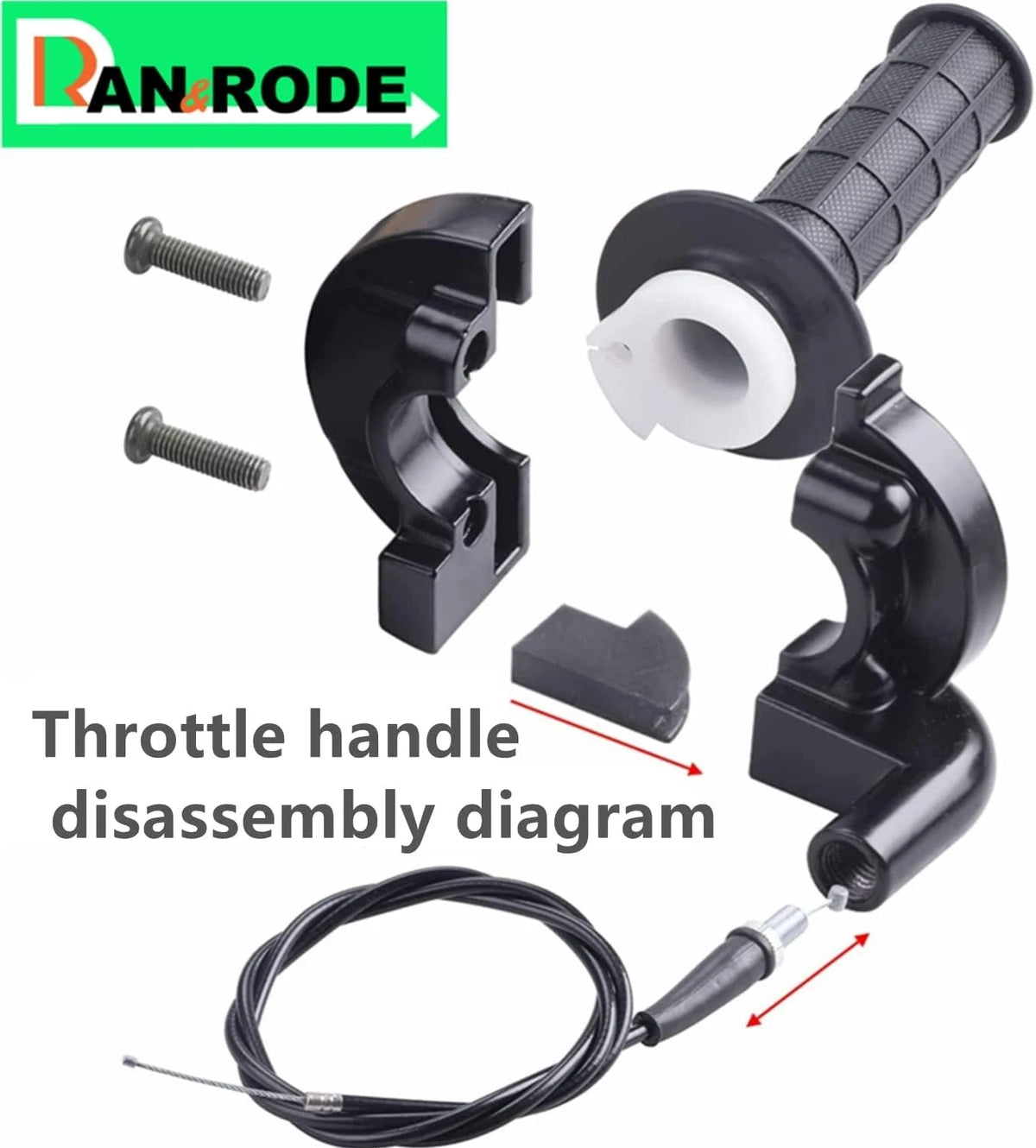 Mini Bike Throttle Assembly Cable for handlebar replacement, black