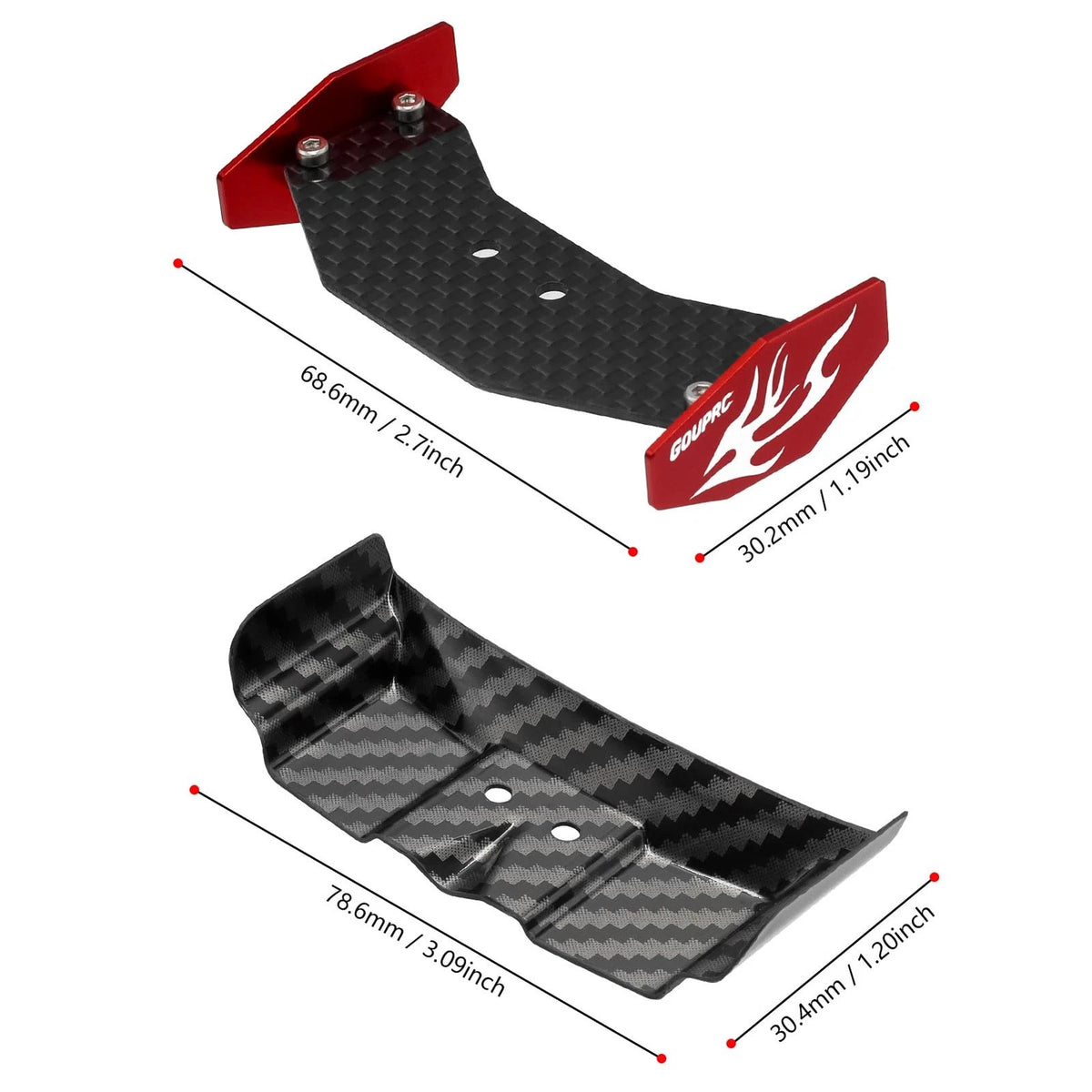 GOUPRC RC Rear Wing Carbon Fiber & Plastic Combo for Losi Micro-B 1/24 RC...