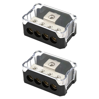 7*4.5*2.9cm 2Pcs Car Audio Power Distribution Block 0/2/4 AWG Input