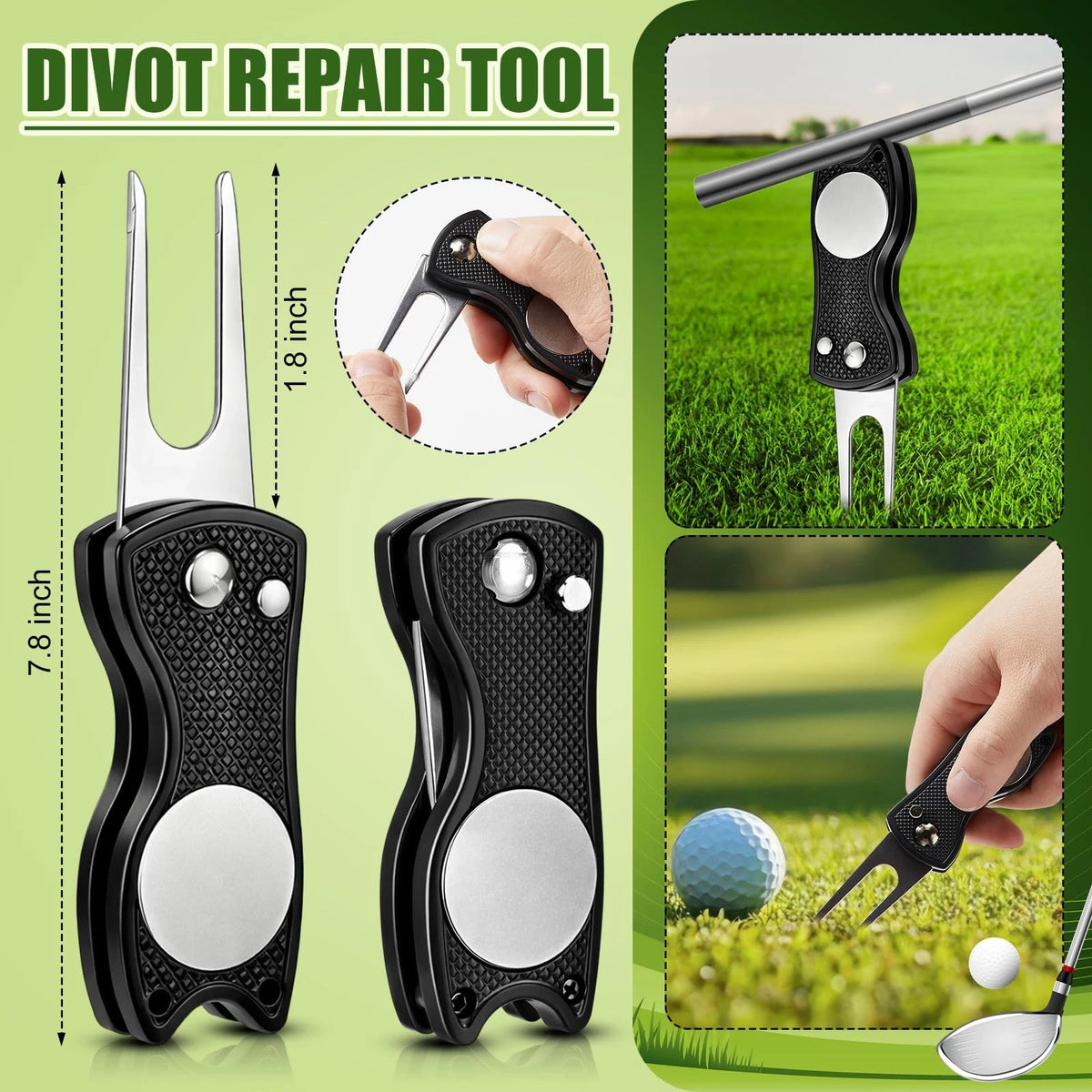 Teyva Daily 7 Pcs Golf Accessories Kit Cleaning Include black