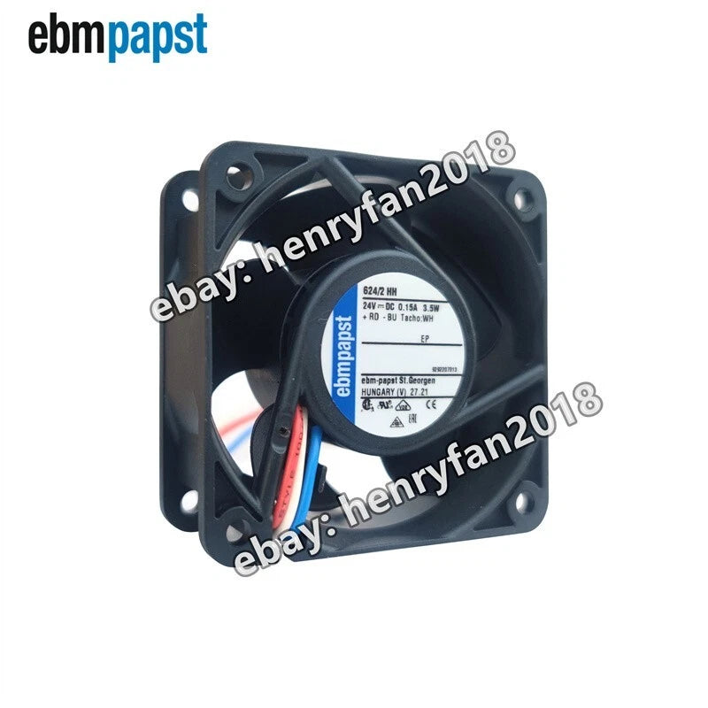 Ebmpapst Fan 624/2HH Axial Fan DC 24V 3.5W 0.15A 60*60*25MM 3-Wire Cooling Fan