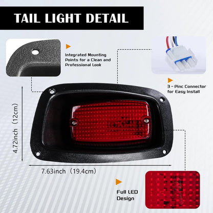 VPAHub EZGO TXT 1996-2013 LED Adjustable Light Kit 48V, 2 Black/Amber/Clear