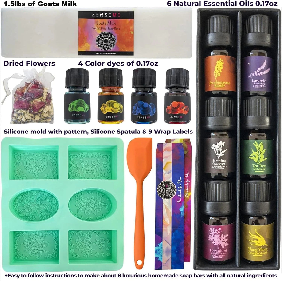 Soap Making Kit for Adults, Standard, Pink, Purple, Blue, Green, Yellow, Red