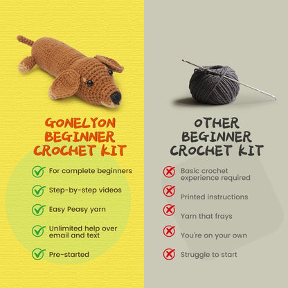 GONELYON Crochet Kit for Beginners - 2 PCS Dachshund