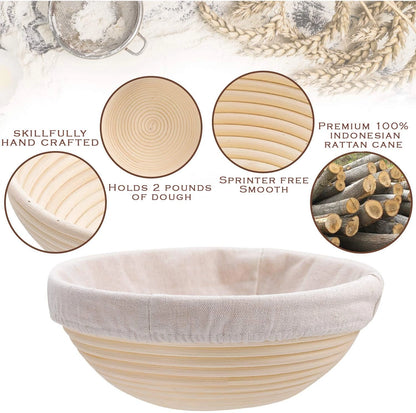 YAANI Sourdough Starter Kit, 9 Inch Round + 10 Oval + Tools
