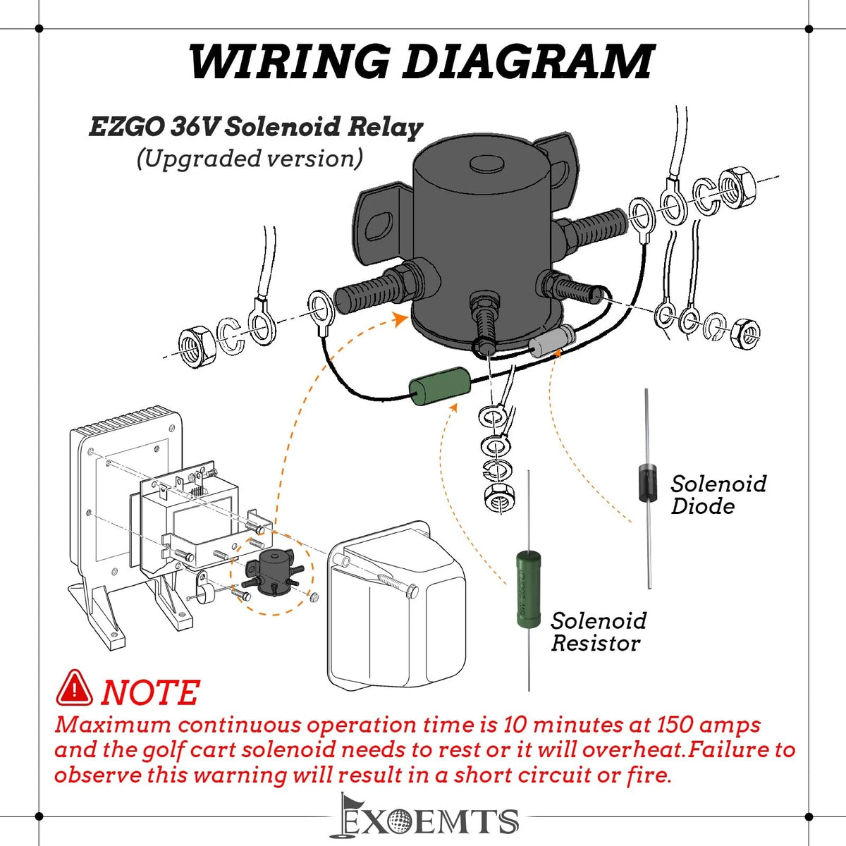 EZGO 36V Solenoid with Mount Bracket, #70 Series Continuous Duty silver