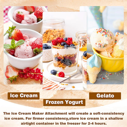 Ice Cream Maker Attachment for KitchenAid Stand Mixer, Compatible with...