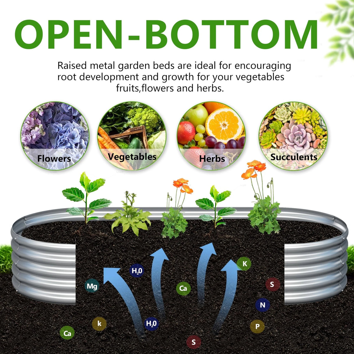 Easllre 2PCS 6x3x1ft Galvanized Metal Raised Garden Bed 6x3x1(2PCS), Silver
