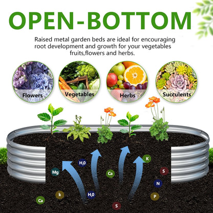 Easllre 2PCS 6x3x1ft Galvanized Metal Raised Garden Bed 6x3x1(2PCS), Silver