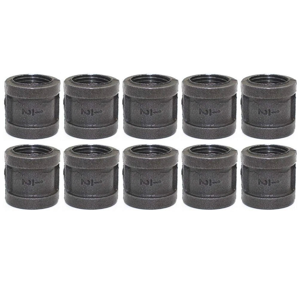 LONG TAO 10PCS 1/2" Black Cast Pipe Fitting Coupling Threaded 1/2 inch,