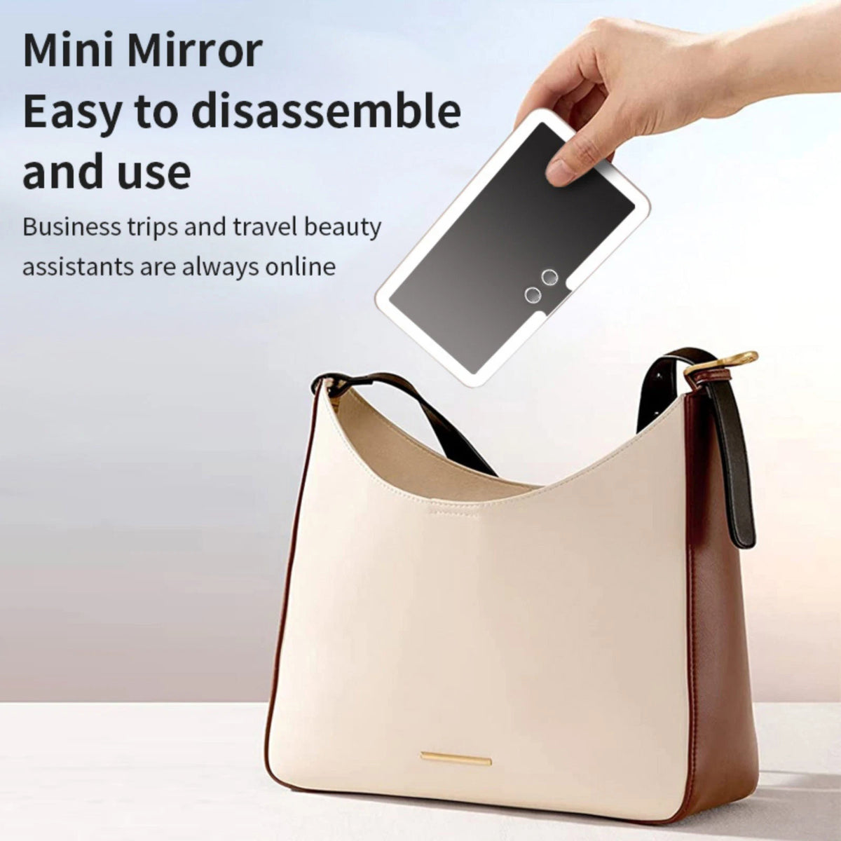 Rechargeable Car Visor Makeup Mirror With Bicolor LED And Adjustable Straps