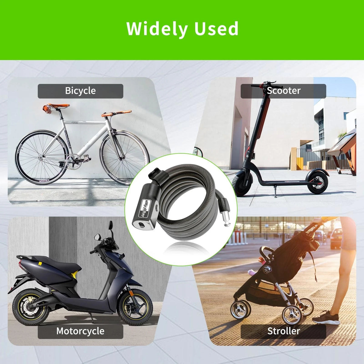 eMjollRay 4 Feet Scooter Lock - Anti Theft Cable with 4 Feet, Dark Grey