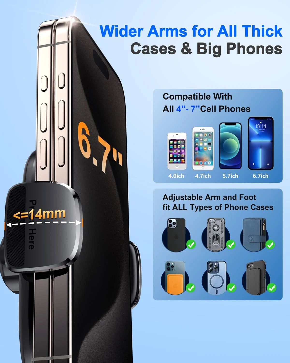 Car Phone Holder[Military-Grade 360°Suction Cup]Phone Holders for dark black