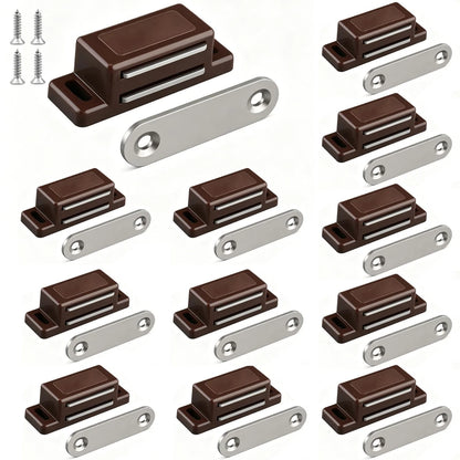 QEDT Cabinet Magnetic Latch - 12 Pack Brown 1.77”x0.59”x0.55”,