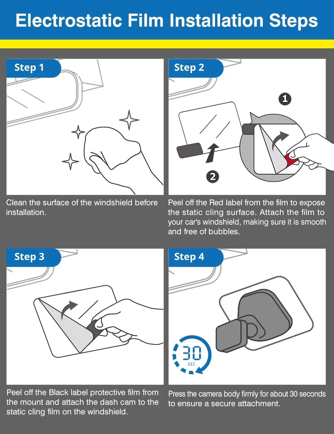 Adhesive Pads & Car Windshield Electrostatic Film for Mounting Nextbase Dash...