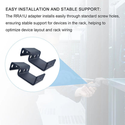 Compatible 1RU Recessed Rack Adapter-for 1.75" H x 19" W x ? D, black