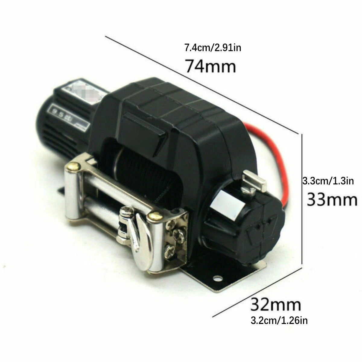 Black Warn Winch For SCX10 D90 D110 TF2 TRX4 KM2 1:10 RC Car Crawler Repair