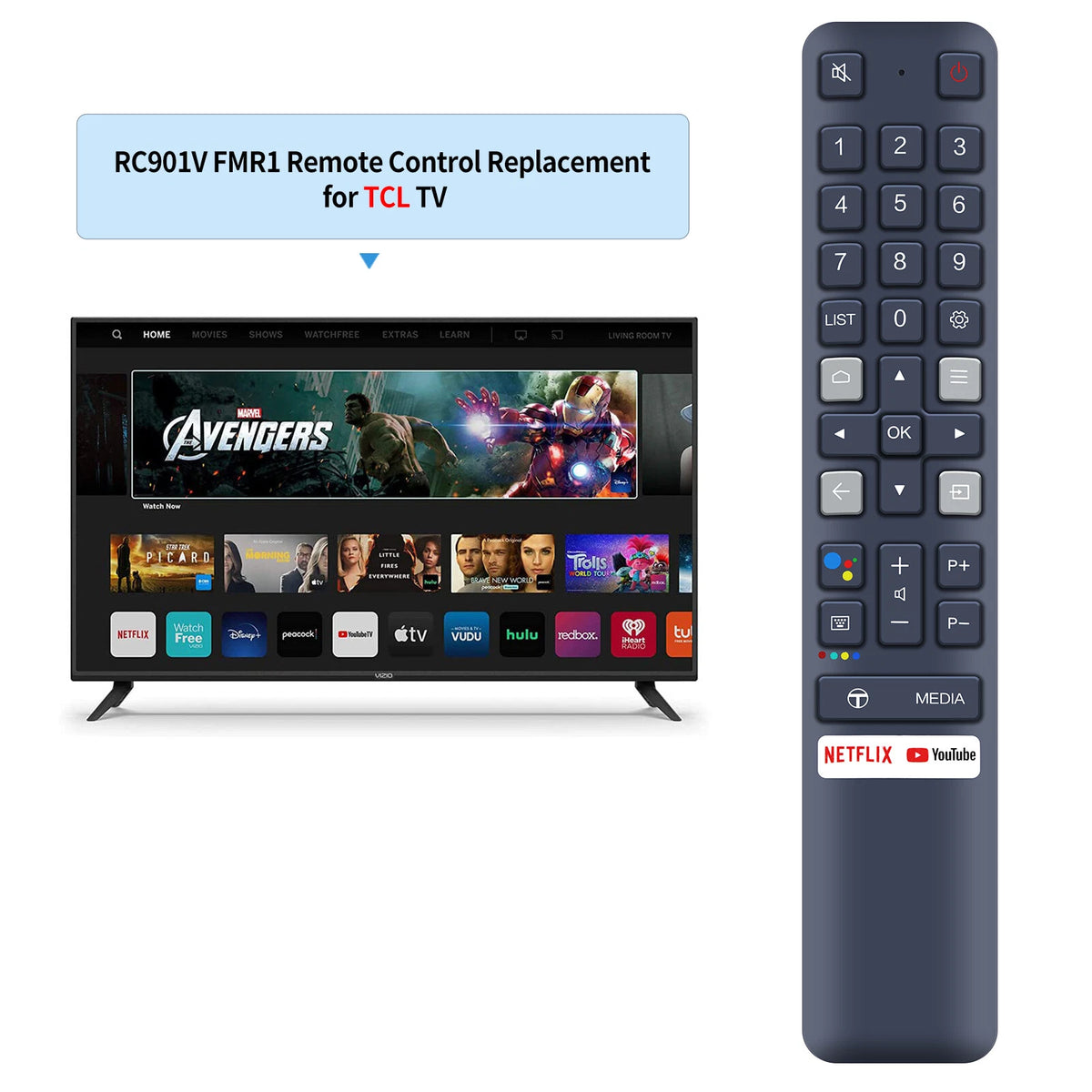 RC901V FMR1 Remote Control For TCL LED TV 32A323 40A323 43P30FS 49P30FS