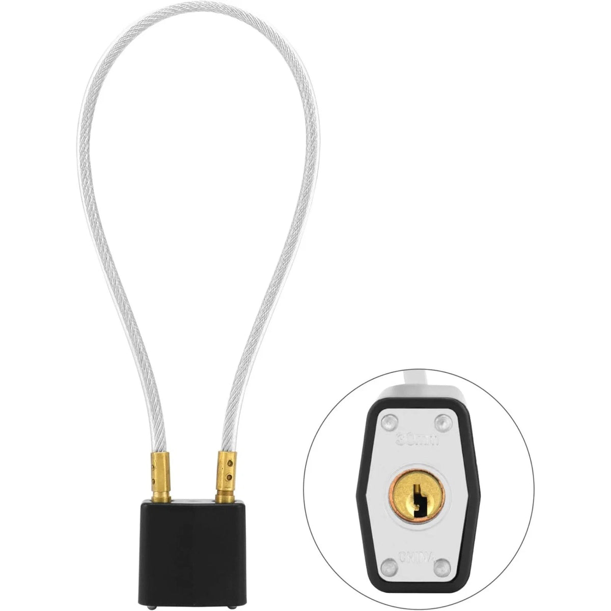 2 Pack Black Helmet Lock with Cable for Motorcycle Keyed Alike 37cm Length