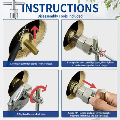 1222/1222B Cartridge Pressure Balancing with 104421 Removal Tool Chrome